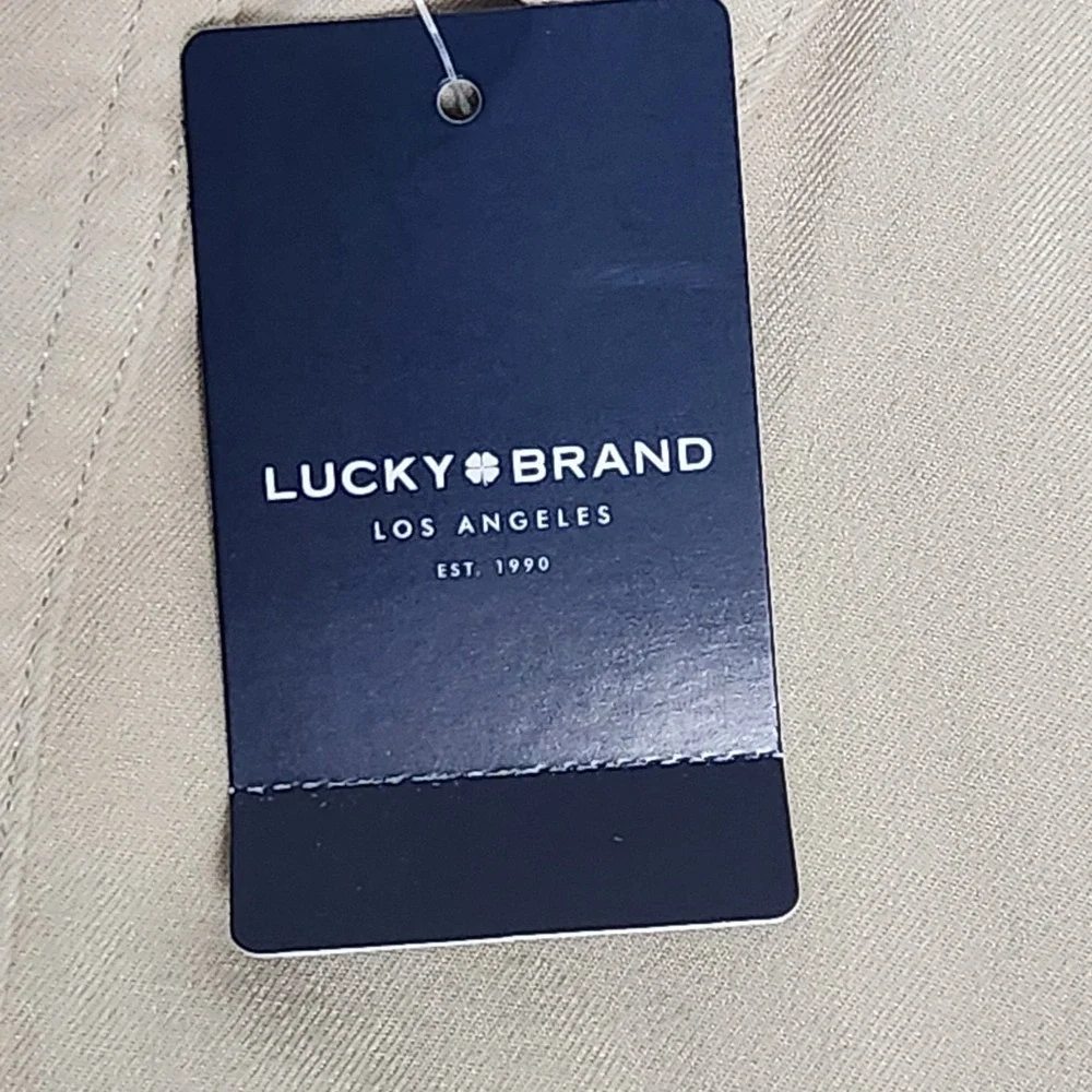 Lucky Brand NWT Western Snap Shirt Men S Washed Beige Long Sleeve Utility Pocket